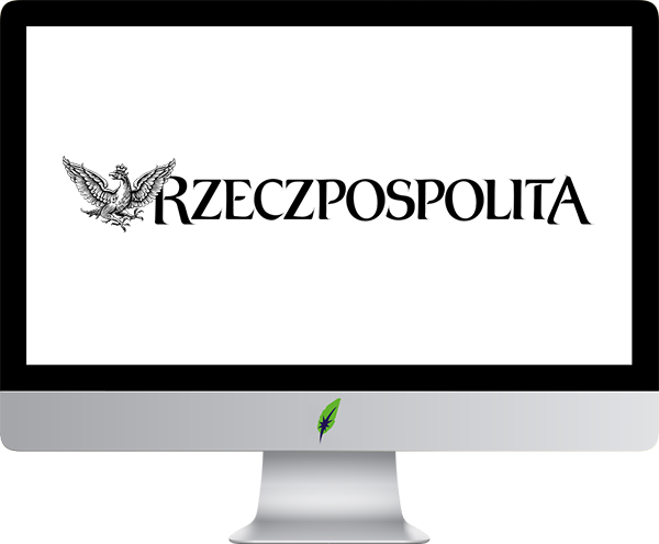 Afbeelding computerscherm met logo Rzeczpospolita in kleur op transparante achtergrond - 600 * 496 pixels